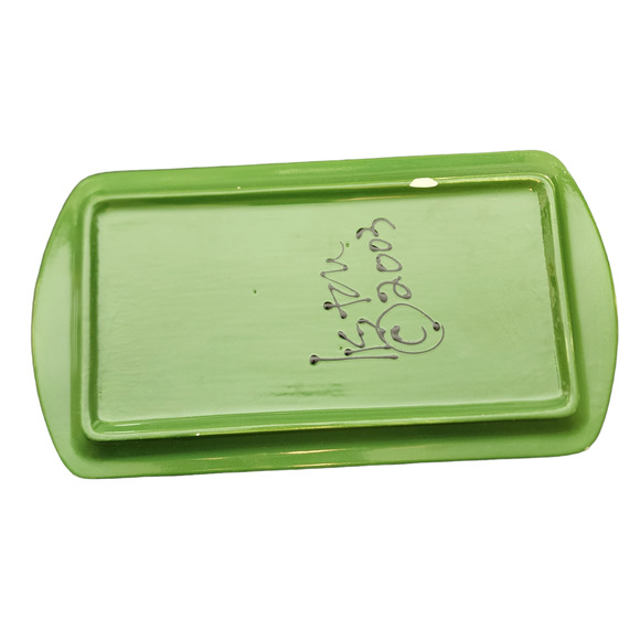 Liston Fish Platter Plate Small Signed 2003 12" x 9.5" Beige Pink Green Handmade - Picture 7 of 9